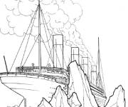 Coloriage Le Titanic quelque moments avant la collision