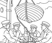 Coloriage Les agents font tomber les canots de sauvetage