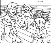 Coloriage Les enfants s'amusent sur le pont du Titanic