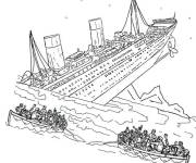 Coloriage Les navires quittent le Titanic alors qu'il coule