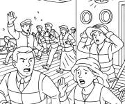 Coloriage Les passagers tentent de s'&eacute;chapper du Titanic