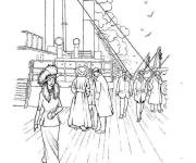 Coloriage Passagers sur le le pont du Titanic