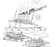 Coloriage Paysage du naufrage catastrophique du Titanic