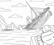 Coloriage et dessins gratuit Sc&egrave;ne de la catastrophe du Titanic à imprimer