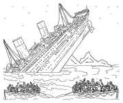 Coloriage Sc&egrave;ne du naufrage du Titanic pour enfant