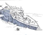 Coloriage Titanic au fond de l'atlantique