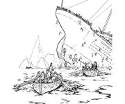 Coloriage et dessins gratuit Titanic en coulant les passagers essayant de sauver leurs vies à imprimer