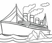 Coloriage Titanic et iceberg en maternelle