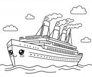 Coloriage Titanic kawaii