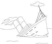 Coloriage et dessins gratuit Titanic qui coule dans l'atlantique à imprimer