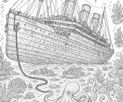 Coloriage Titanic se repose au fond de l'oc&eacute;an