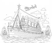 Coloriage Titanic sur le theme de Halloween