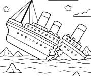 Coloriage Titanic vue de l'oc&eacute;an