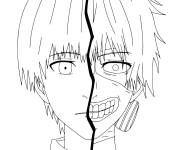 Coloriage Double visage de Ken Kaneki de Tokyo Ghoul