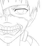 Coloriage Hayse Sasaki avec son masque