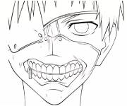 Coloriage Ken avec son masque de Tokyo Ghoul
