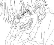 Coloriage Ken kaneki de l'anime japonaise tokyo ghoul