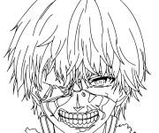 Coloriage Ken Kaneki de Tokyo Ghoul avec le visage terrifiant