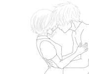 Coloriage et dessins gratuit Ken Kaneki et sa bien aim&eacute;e à imprimer