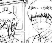 Coloriage et dessins gratuit Ken Kaneki et Touka Kirishima en souriant à imprimer