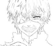 Coloriage Ken Kaneki impitoyable contre les goules