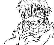 Coloriage Ken kaneki portant son masque