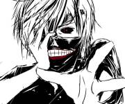 Coloriage L'effrayant psychopathe Kaneki Ken ntOkyo Ghoul