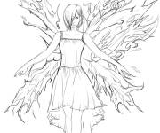 Coloriage La goule Touka avec des ailes