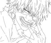 Coloriage Le goule Kaneki avec le regard qui vous fait peur
