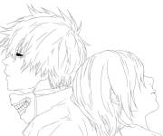 Coloriage Les amis de Tokyo Ghoul en mission pour chasser les goules