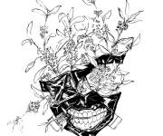 Coloriage Tokyo Ghoul masque en fleurs