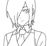 Coloriage Touka entre la vie ordinaire et la vie des goules