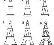 Coloriage Apprendre &agrave; dessine la Tour Eiffel &eacute;tape par &eacute;tape