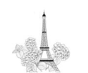 Coloriage Bouquets de fleurs et la Tour Eiffel
