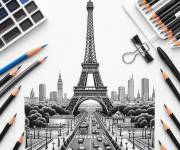 Coloriage et dessins gratuit Colorie la Tour Eiffel à imprimer