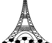 Coloriage Des ballons de foot sous la Tour Eiffel