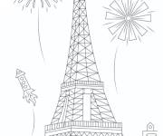 Coloriage Feu d'artifice &agrave; Paris avec la Tour Eiffel