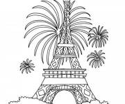 Coloriage Feu d'artifice derri&egrave;re la Tour Eiffel