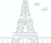 Coloriage Gabarit Tour Eiffel en ligne gratuit