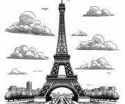 Coloriage et dessins gratuit Imprime dessin de la Tour Eiffel à imprimer