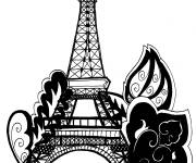 Coloriage La tour Eiffel artwork pour adulte