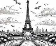 Coloriage et dessins gratuit La tour Eiffel maternelle en ligne à imprimer