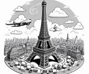 Coloriage et dessins gratuit La Tour Eiffel petite section à imprimer