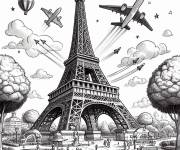 Coloriage et dessins gratuit La Tour Eiffel vive et majestueux de Paris à imprimer