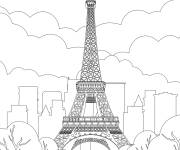 Coloriage Le b&acirc;timent haut au centre de Paris