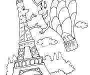 Coloriage Le c&acirc;lin du ballon avec la Tour Eiffel