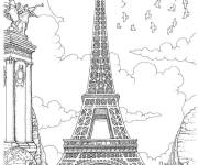 Coloriage Le cirque devant la Tour Eiffel