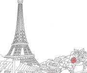Coloriage le Tour Eiffel vue de balcon