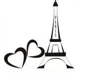 Coloriage Logo Tour Eiffel avec des c&oelig;urs