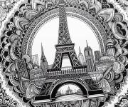 Coloriage Mandala Tour Eiffel complexe